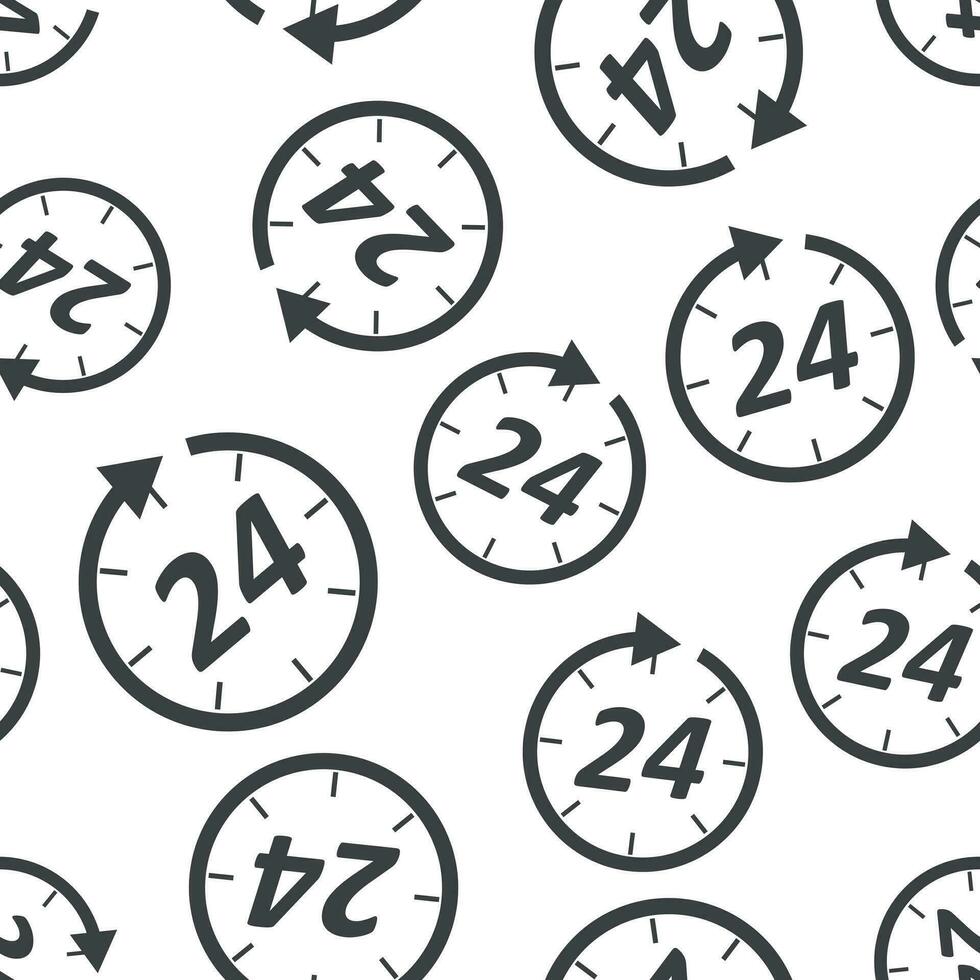Time icon seamless pattern background. Business flat vector illustration. 24 hours  sign symbol pattern.