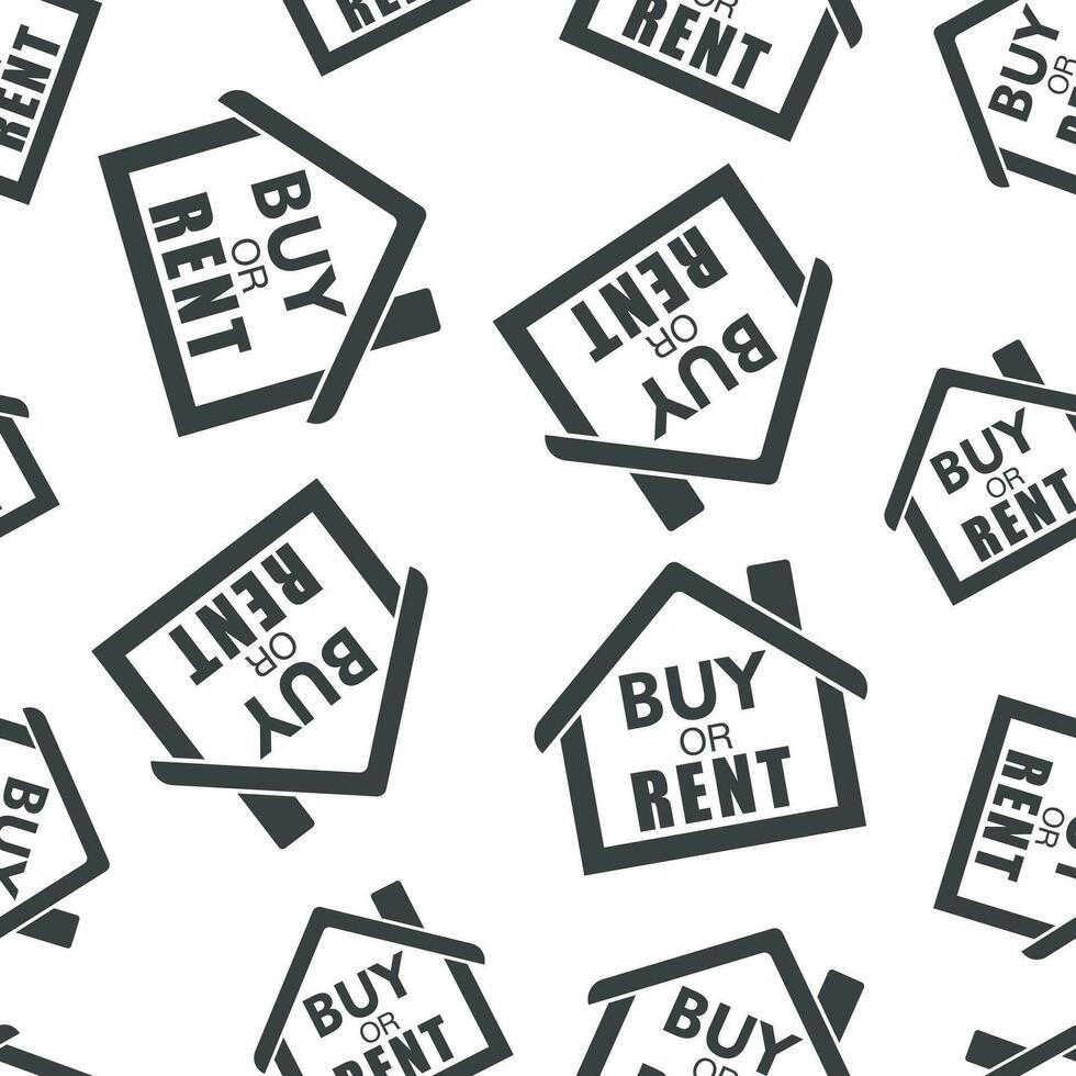 Buy or rent house seamless pattern background icon. Business flat vector illustration. House sign symbol pattern.