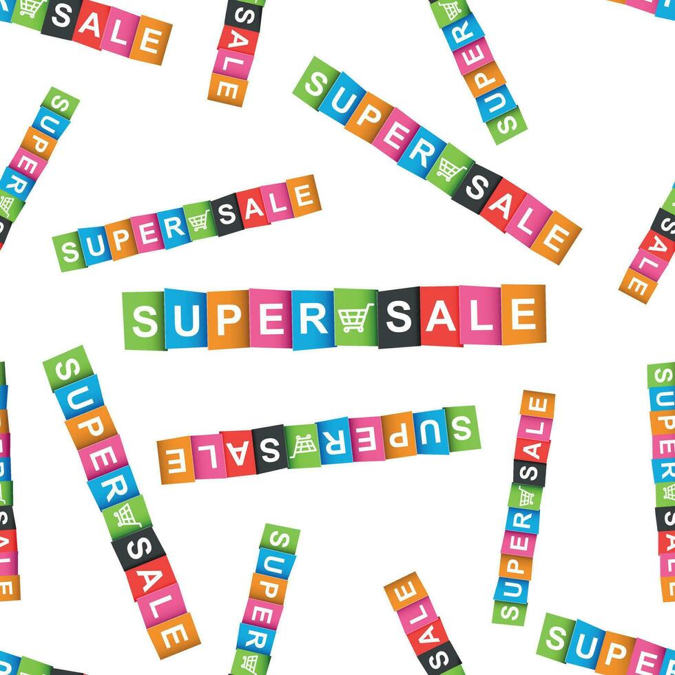 Super sale colorful card seamless pattern background. Business flat vector illustration. Super sale sign symbol pattern.