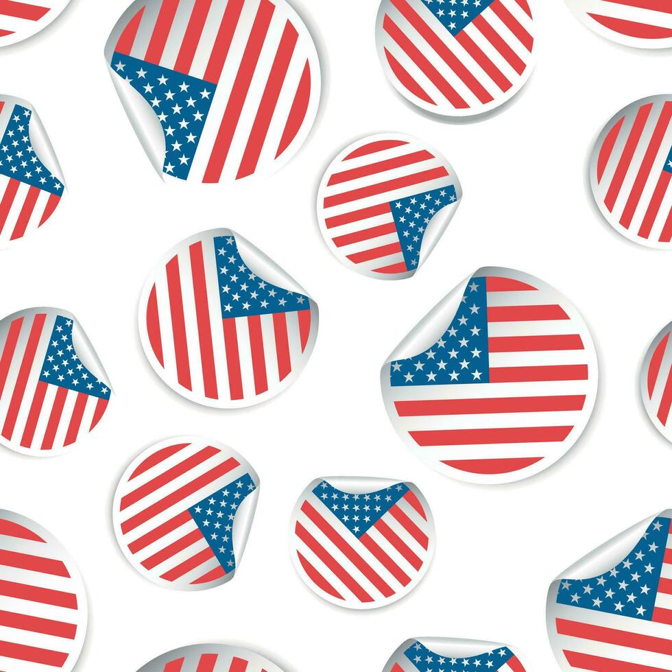 Usa flag sticker seamless pattern background. Business concept America label pictogram. Usa flag symbol pattern. vector