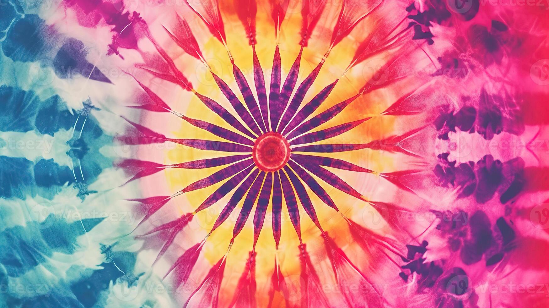 a sun in the middle with exploding tie dye effect, image photo