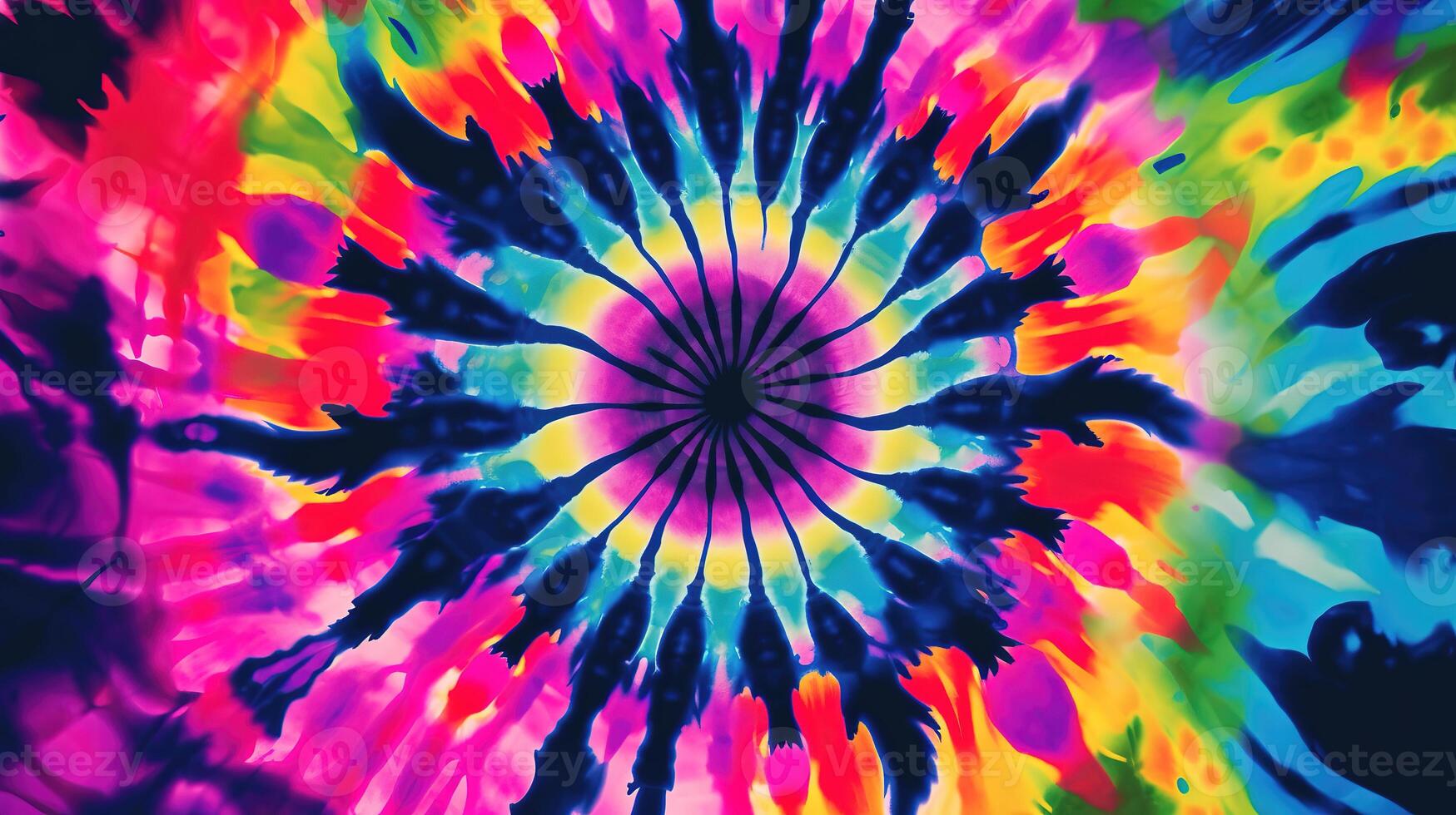 a tie dye artwork with black stripes of the circle, image photo