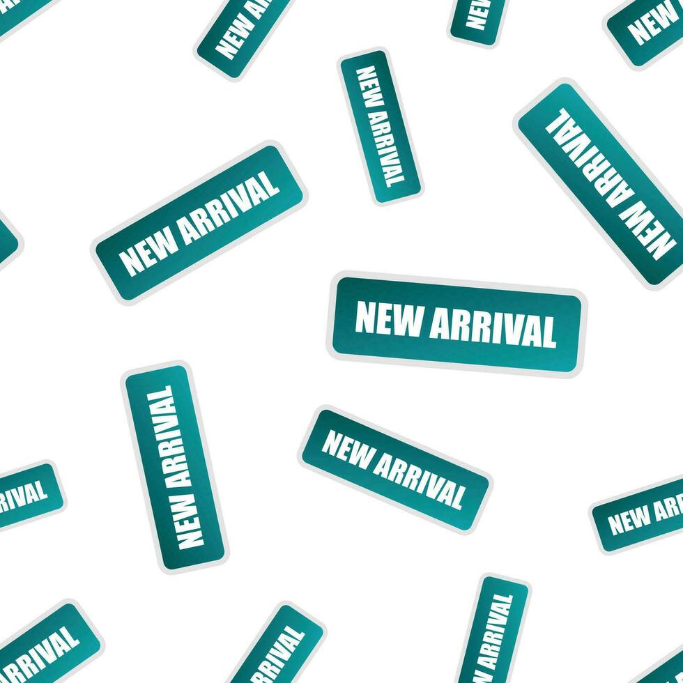 New arrival stamp seamless pattern. Business concept new arrival pictogram. Vector illustration on white background.
