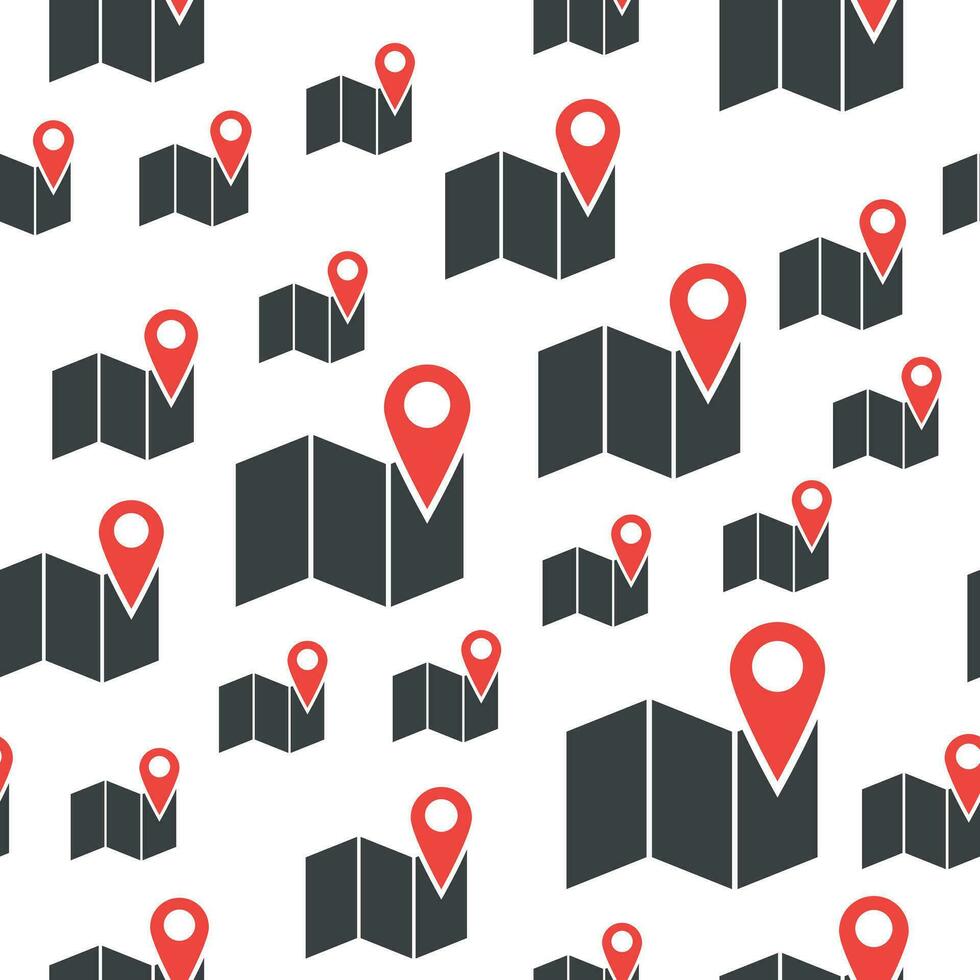 Location pin gps seamless pattern. Business concept pin pictogram. Vector illustration on white background.