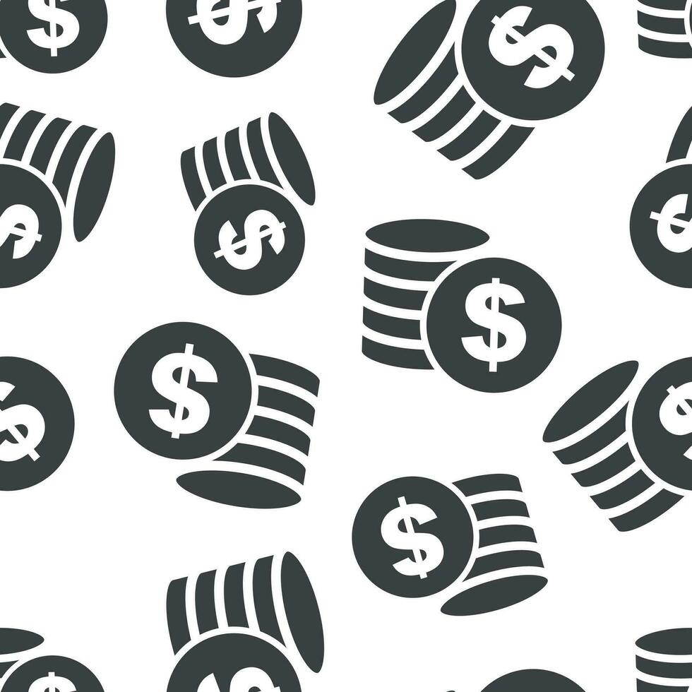 Money coins dollar seamless pattern background icon. Business flat vector illustration. Money coin sign symbol pattern.