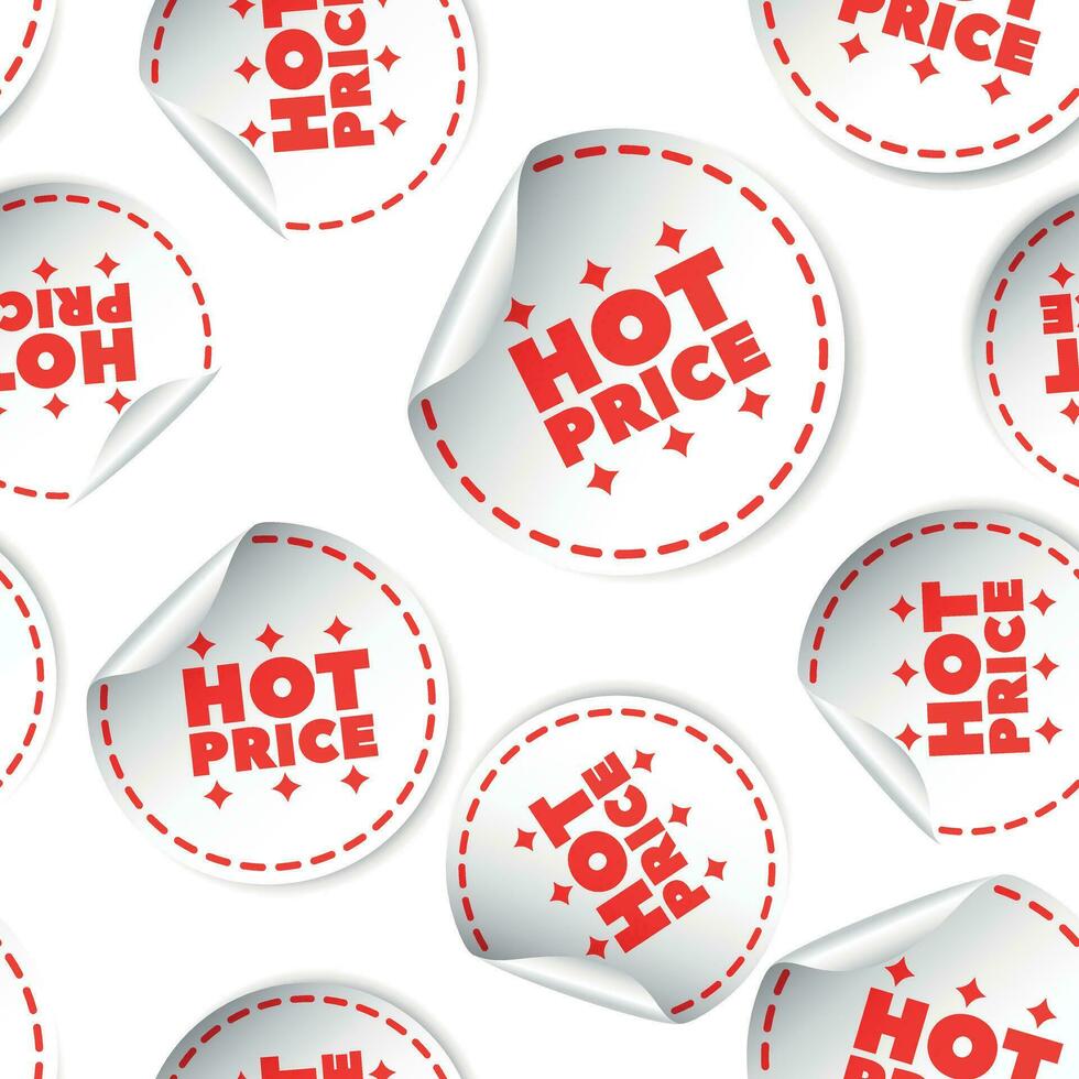 Hot price sticker seamless pattern background icon. Business flat vector illustration. Shopping sale sign symbol pattern.