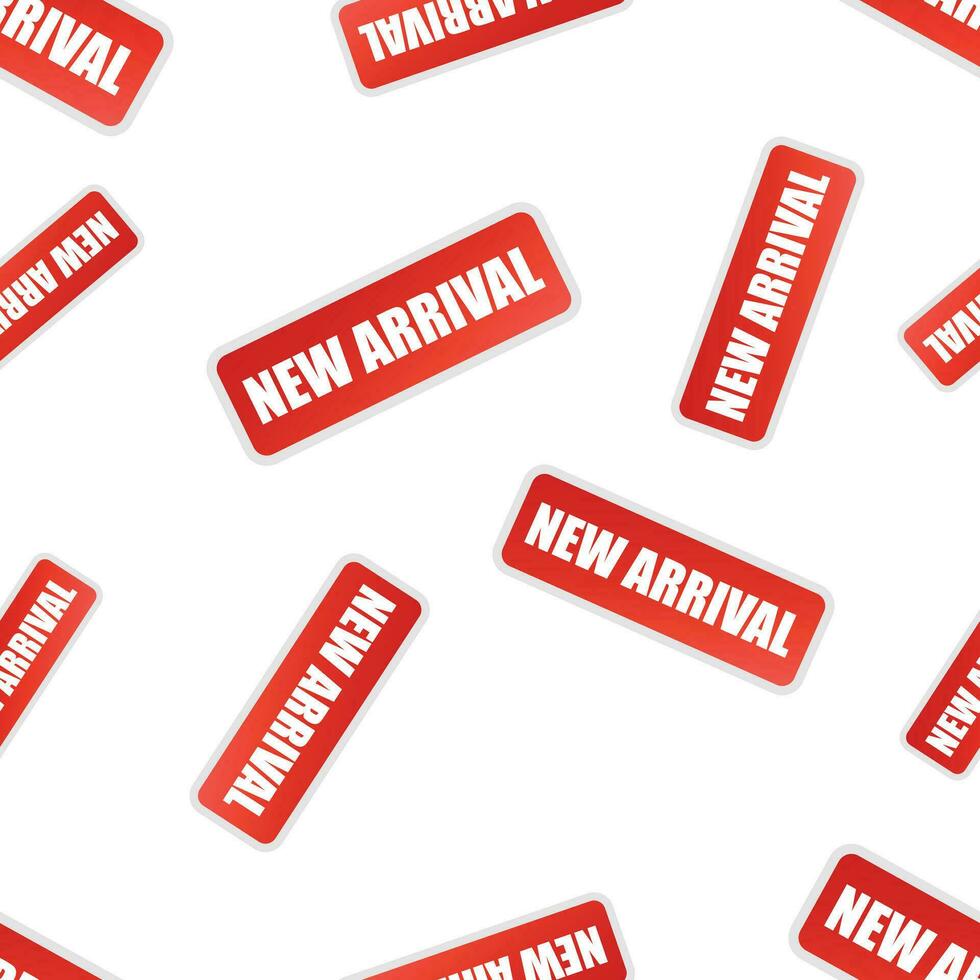 New arrival stamp seamless pattern. Business concept new arrival pictogram. Vector illustration on white background.