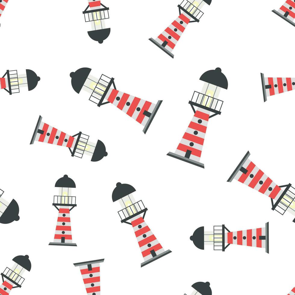 Beacon lighthouse seamless pattern background icon. Business flat vector illustration. Lighthouse sign symbol pattern.