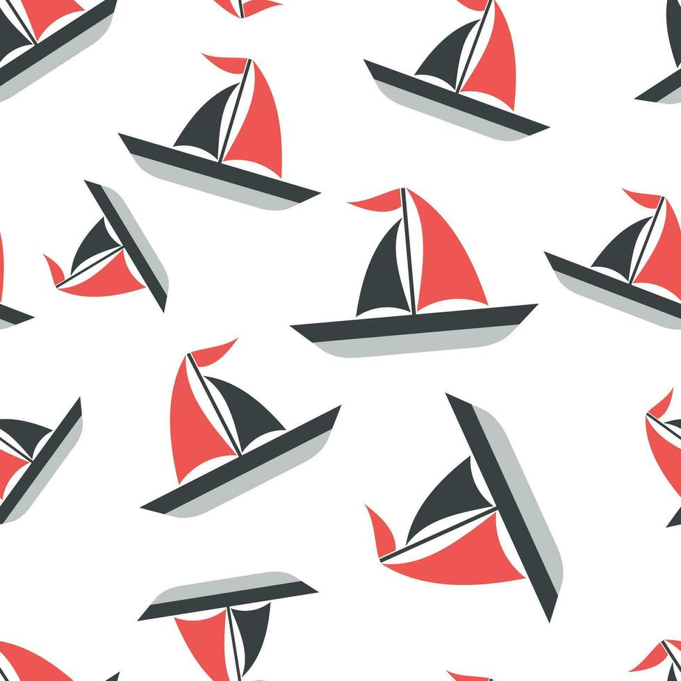 Sailing ship seamless pattern background icon. Business flat vector illustration. Sail boat sign symbol pattern.