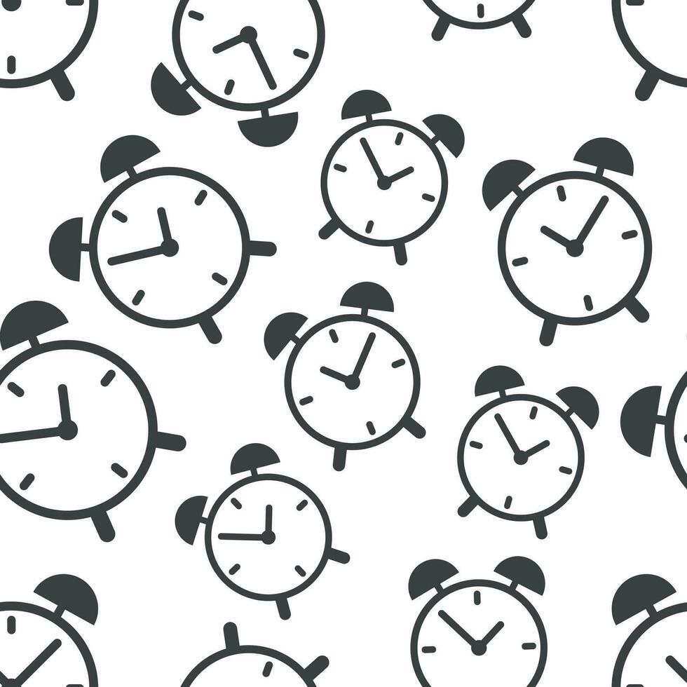 Alarm clock seamless pattern background icon. Business flat vector illustration.  Clock time sign symbol pattern.