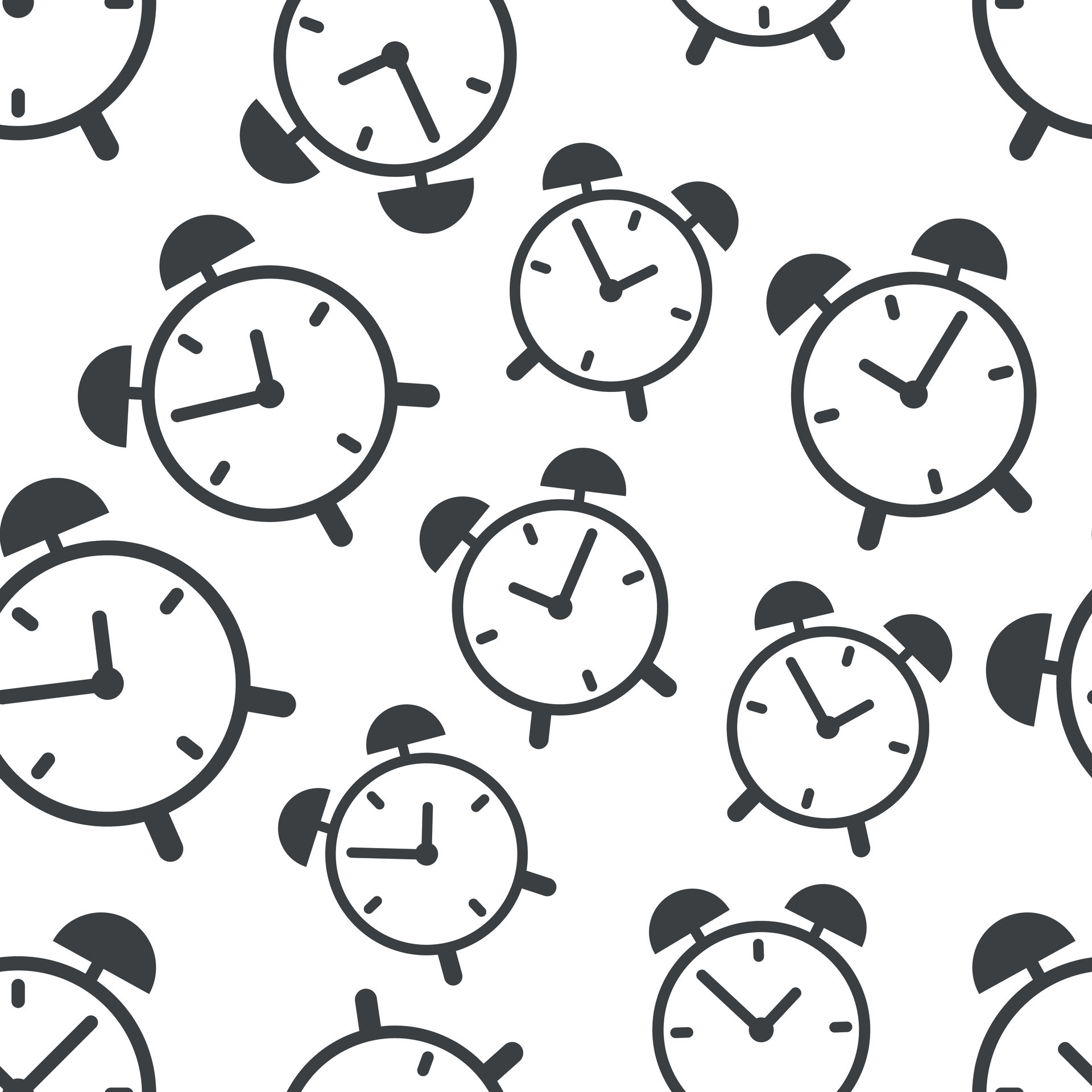 Alarm clock seamless pattern background icon. Business flat vector