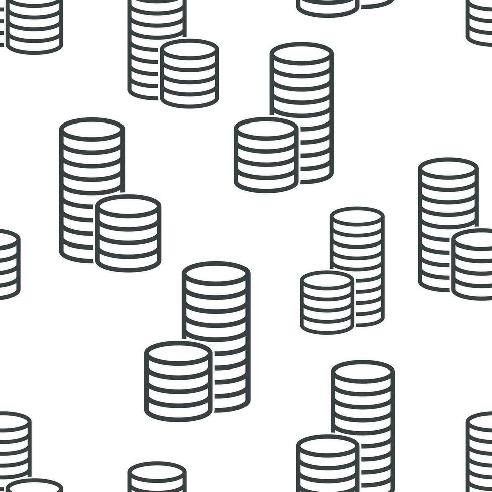 Money coins seamless pattern background icon. Business flat vector illustration. Coin sign symbol pattern.