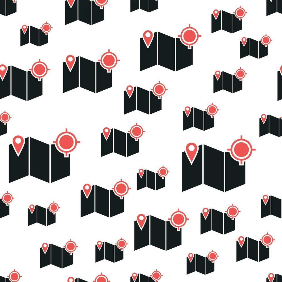 Location pin gps seamless pattern. Business concept pin pictogram. Vector illustration on white background.