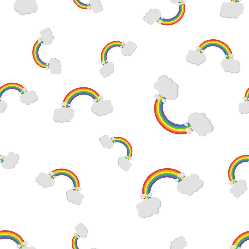 arco iris con nubes sin costura modelo antecedentes icono. negocio plano vector ilustración. arco iris firmar símbolo modelo.