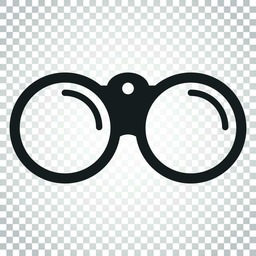 Binocular vector icon. Binoculars explore flat illustration. Simple business concept pictogram on isolated background.