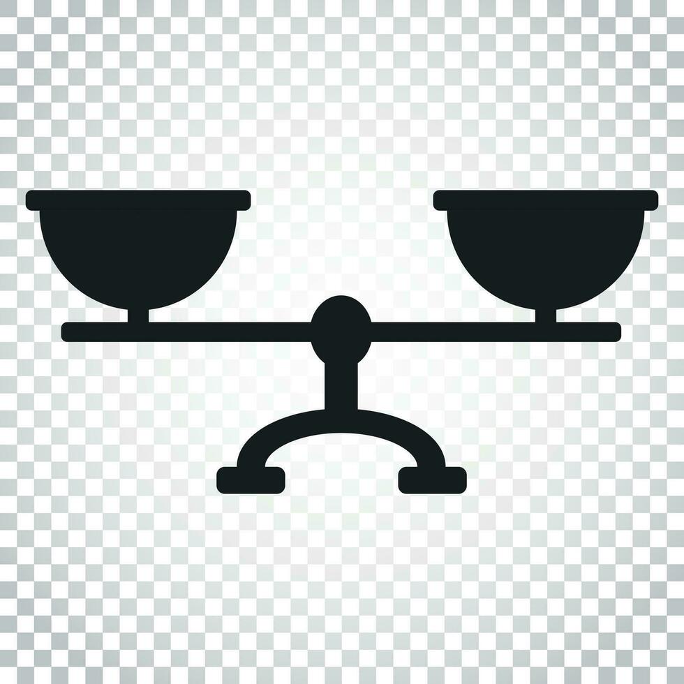 Scale weigher vector icon. Weigher, balance sign illustration. Business concept simple flat pictogram on isolated background.