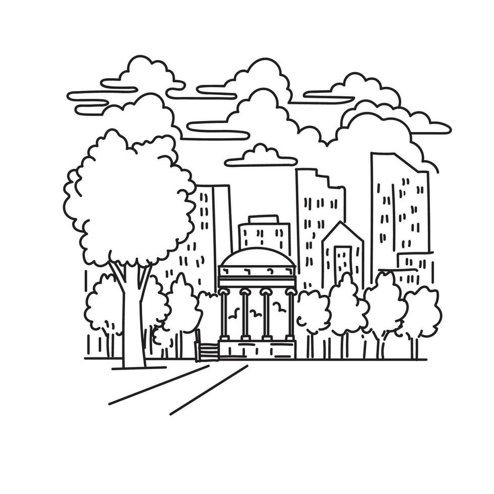 Boston Common in downtown Boston Massachusetts USA Mono Line Art vector