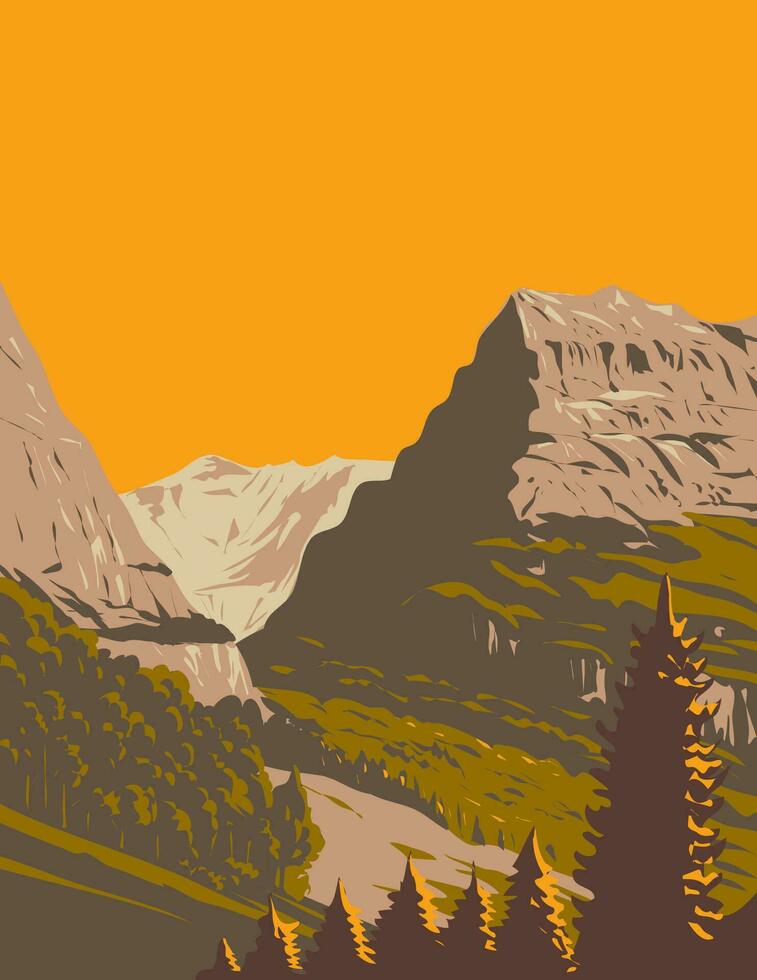 Valle de Grindelwald con Mattenberg Suiza wpa Arte deco póster vector