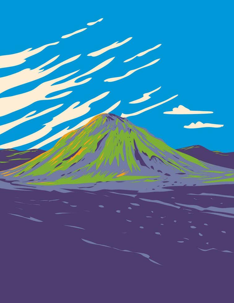 Maelifell Volcano in Southern Iceland WPA Art Deco Poster vector