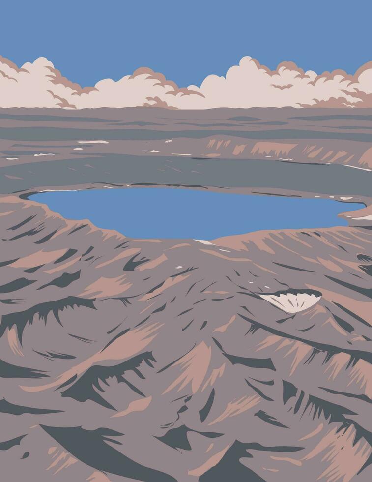 askja caldera en central tierras altas de Islandia wpa Arte deco póster vector