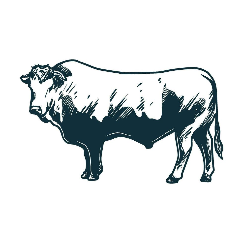 line art of cow, animal cattle vector