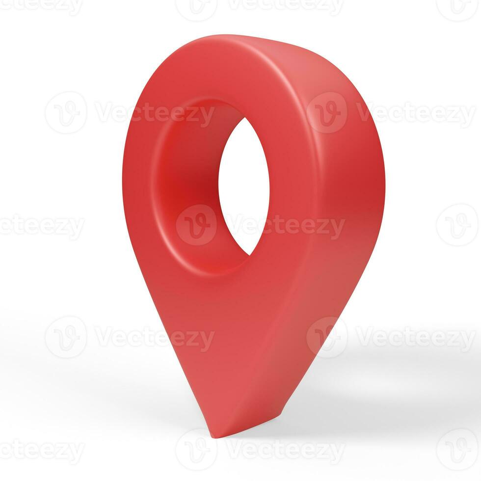 3D render red pin map location pointer icon. photo