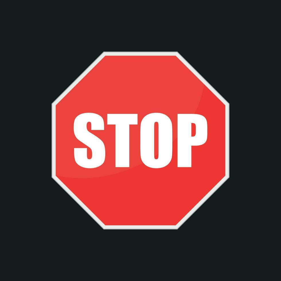 Red stop sign vector icon. Danger symbol vector illustration.