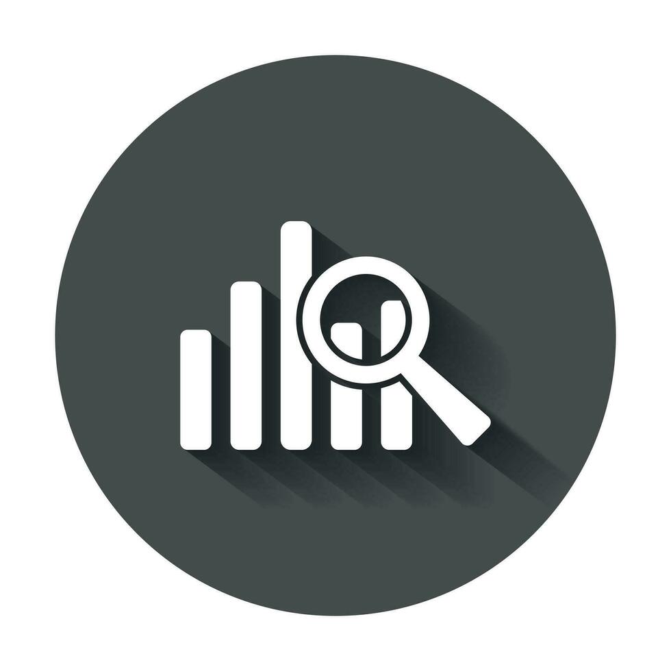 Business graph icon. Chart flat vector illustration with long shadow.
