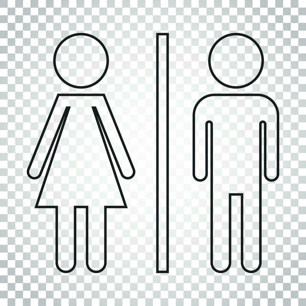 WC, baño línea vector icono. hombres y mujer firmar para Area de aseo en aislado antecedentes. sencillo negocio concepto pictograma.