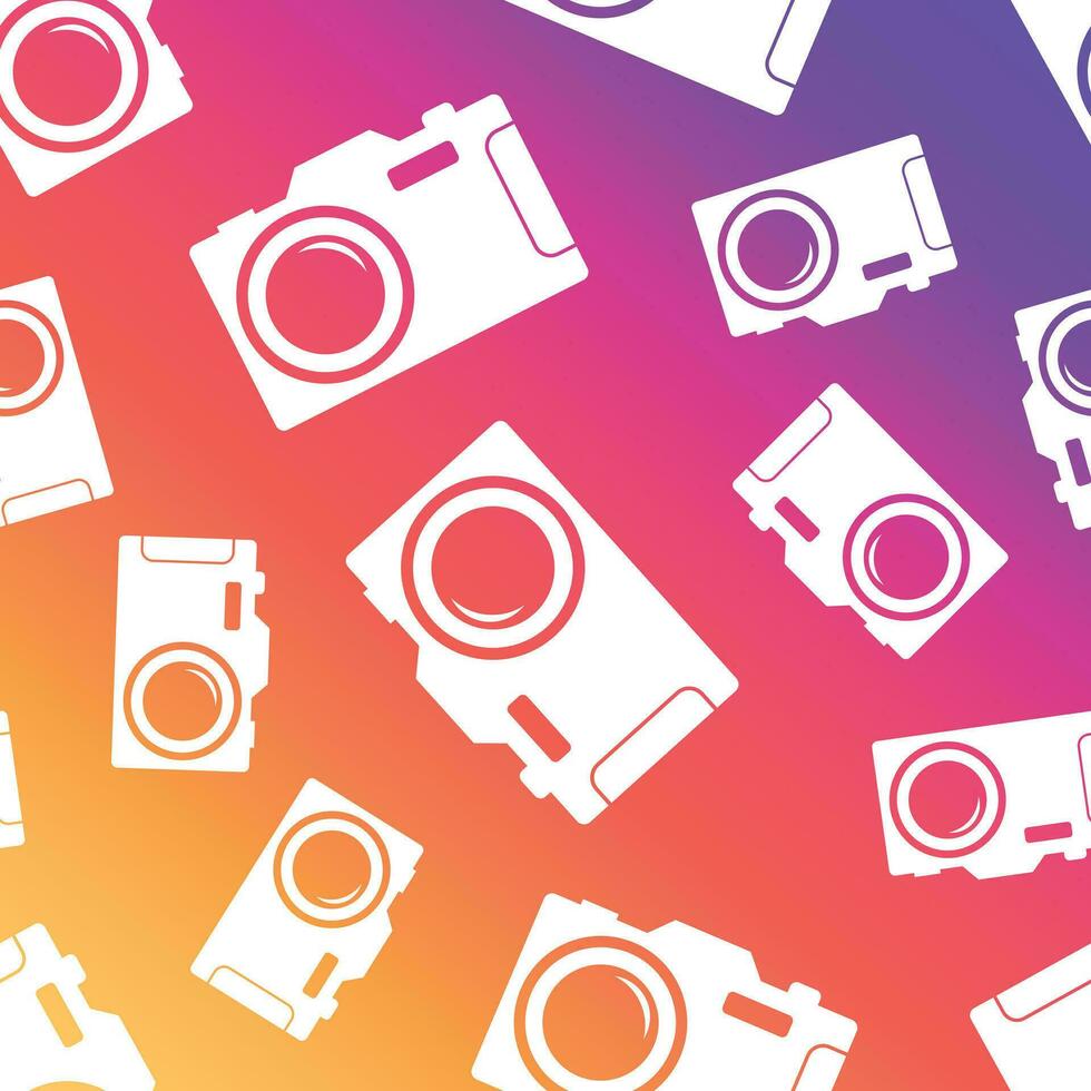 Camera seamless pattern background. Business flat vector illustration. Camera sign symbol pattern.