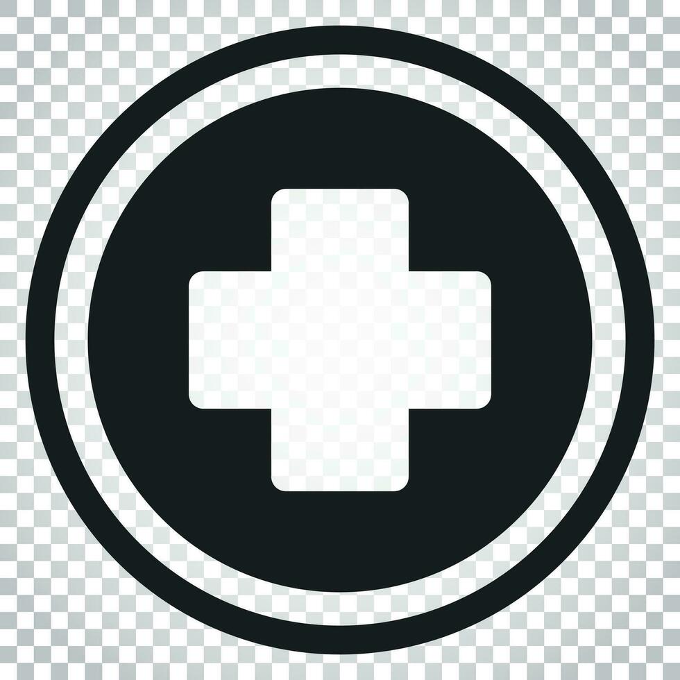 Medical health vector icon. Medicine hospital plus sign illustration. Business concept simple flat pictogram on isolated background.