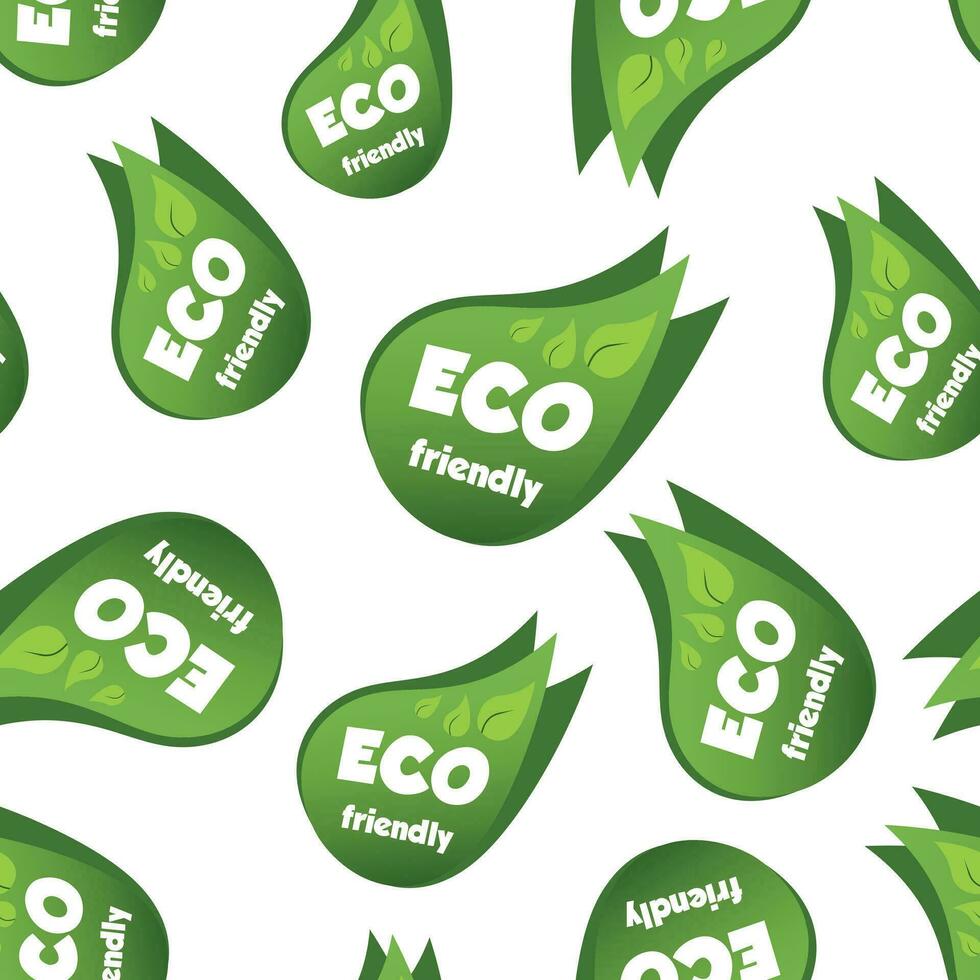 Eco friendly green leaf seamless pattern background. Business flat vector illustration. Eco friendly sign symbol pattern.