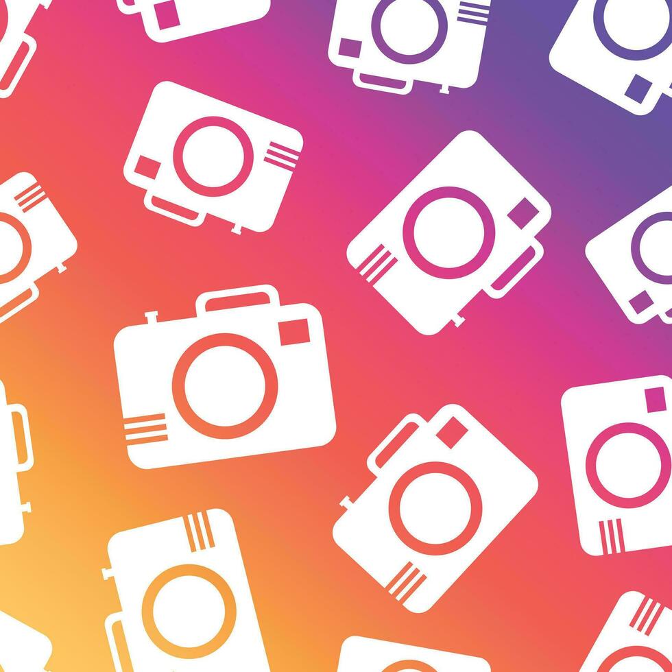 Camera seamless pattern background. Business flat vector illustration. Camera sign symbol pattern.