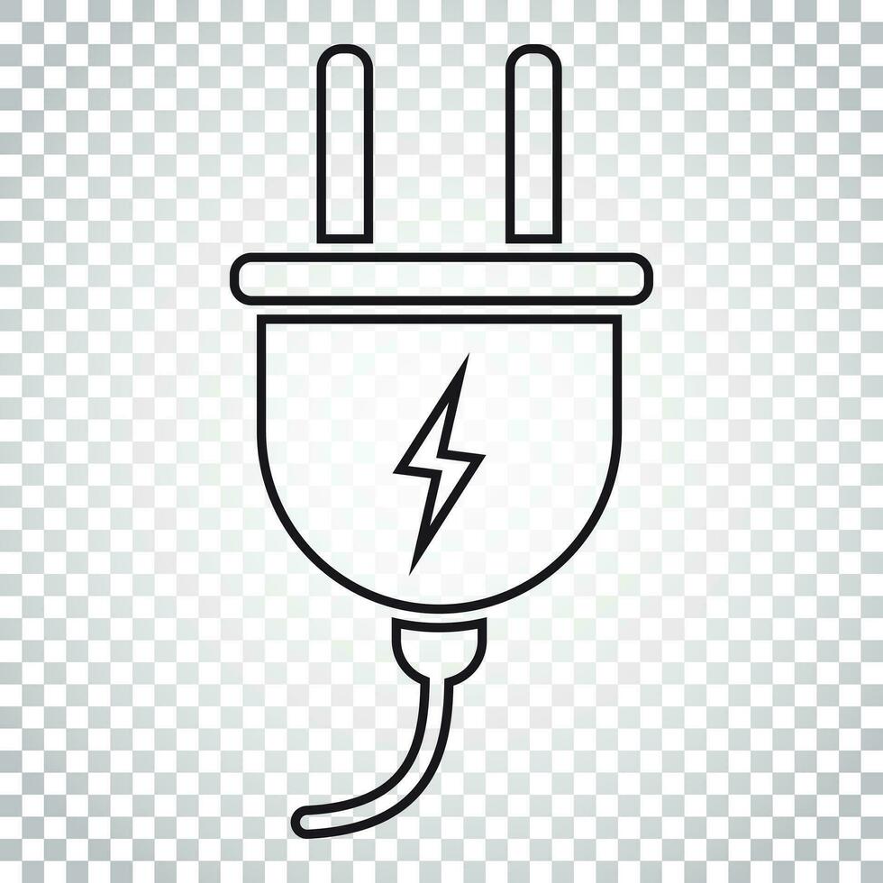 Plug vector icon in line style. Power wire cable flat illustration. Simple business concept pictogram on isolated background.