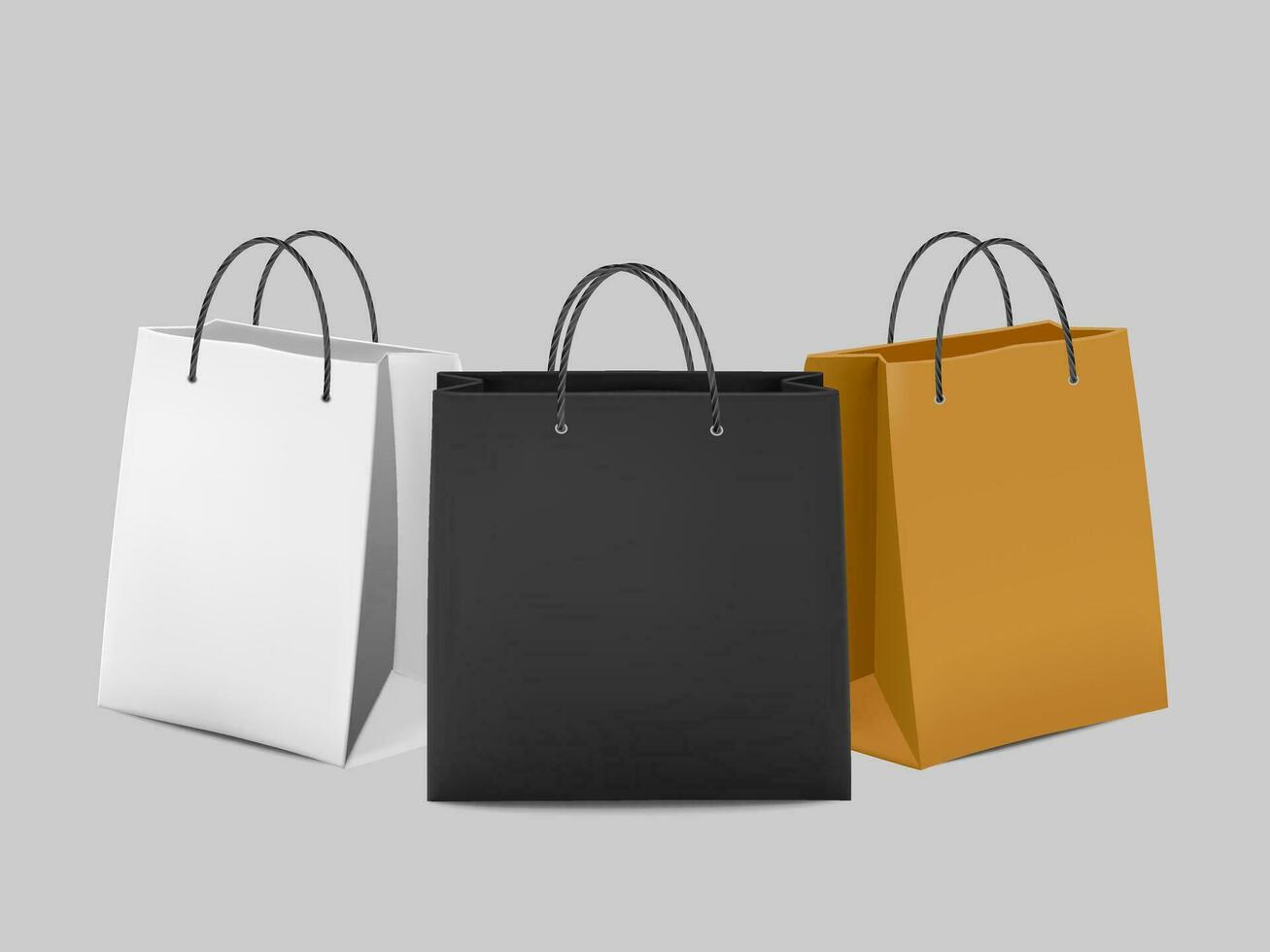 Vector realistic vector icon white black and brown carton shopping bags
