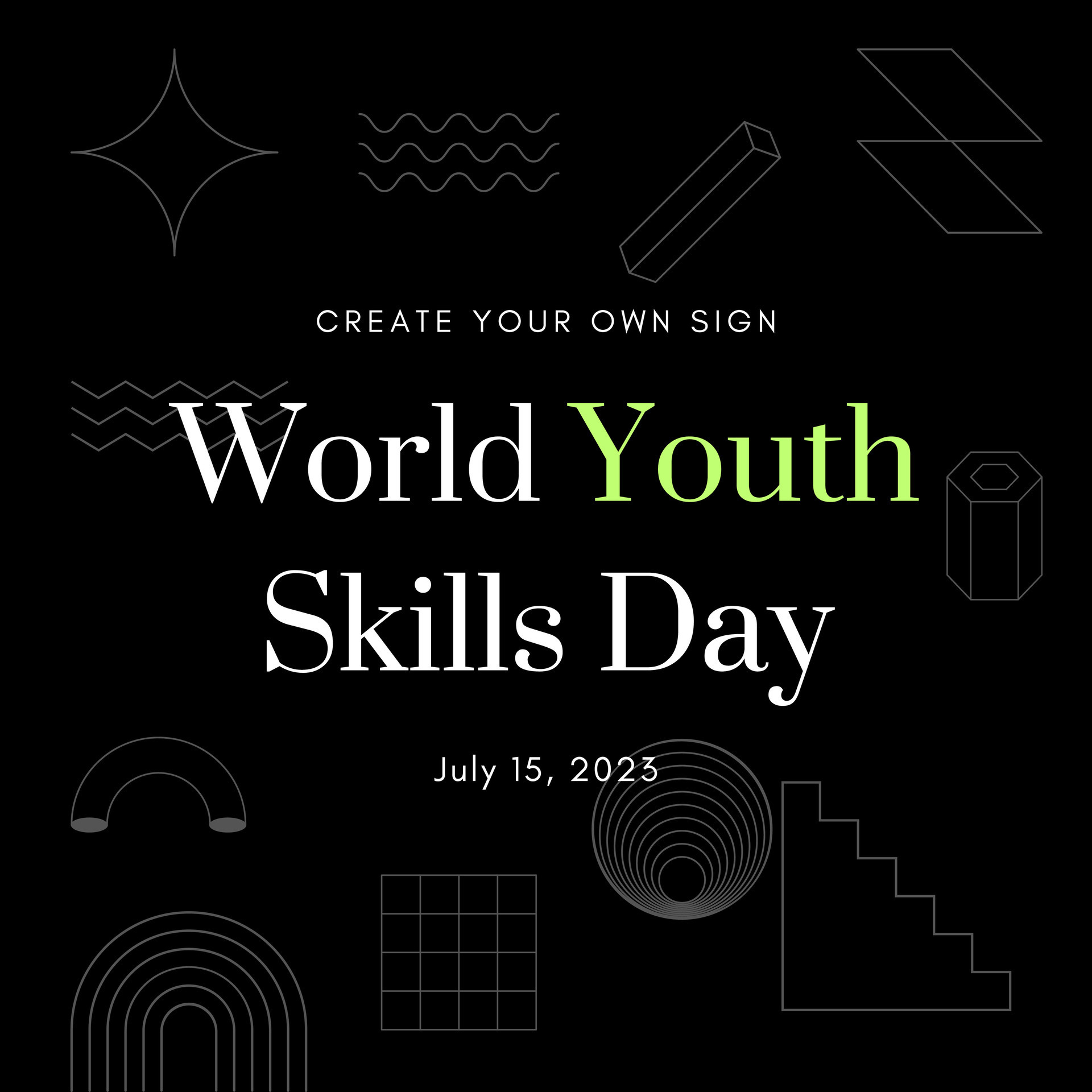 Happy world youth day. August 12. Proactive young people with beautiful