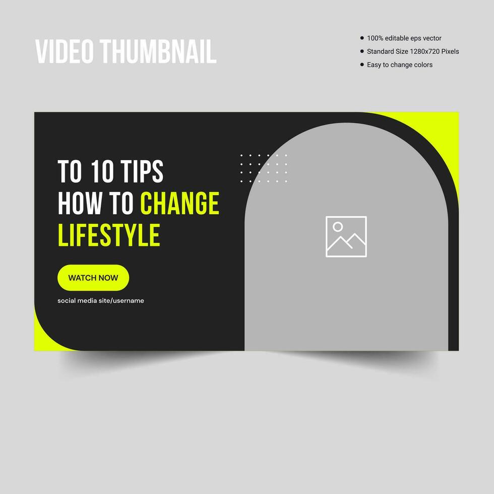 Creative vector video thumbnail web banner template design, lifestyle tips  video cover template, vector eps 10 file format