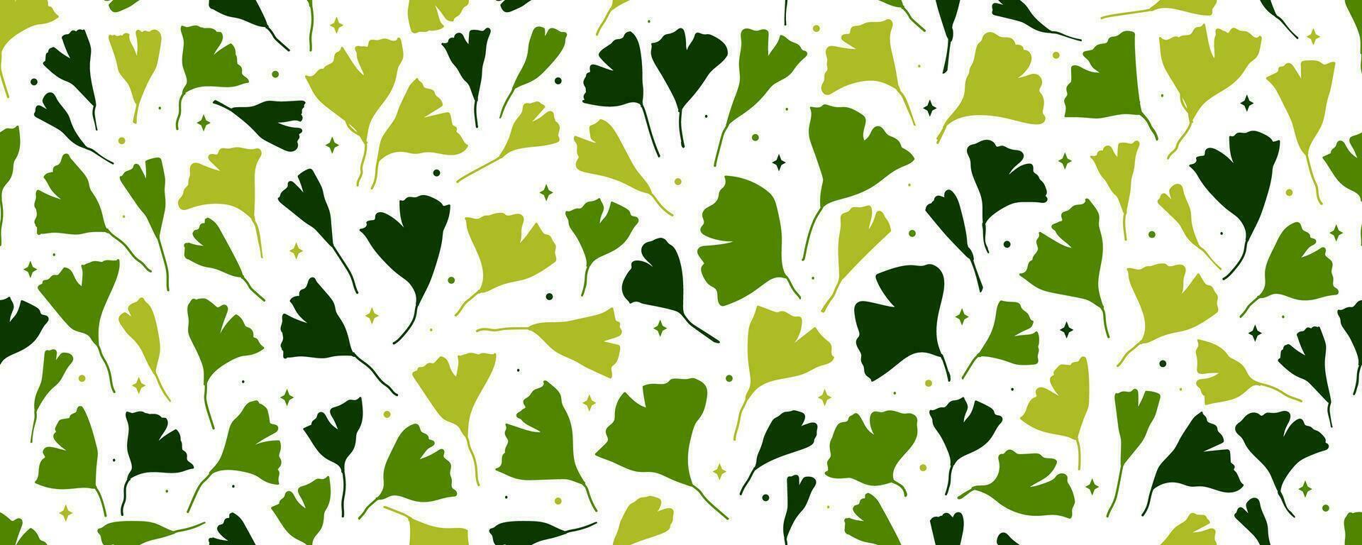 Simple gingko biloba vector background seamless pattern. Ginkgo Background