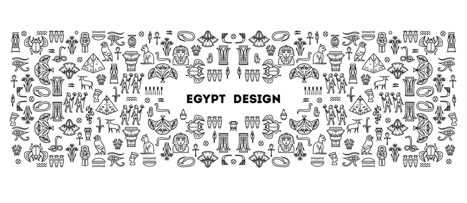 vector lineal Egipto marco, cubrir plantilla, decorativo geométrico africano frontera