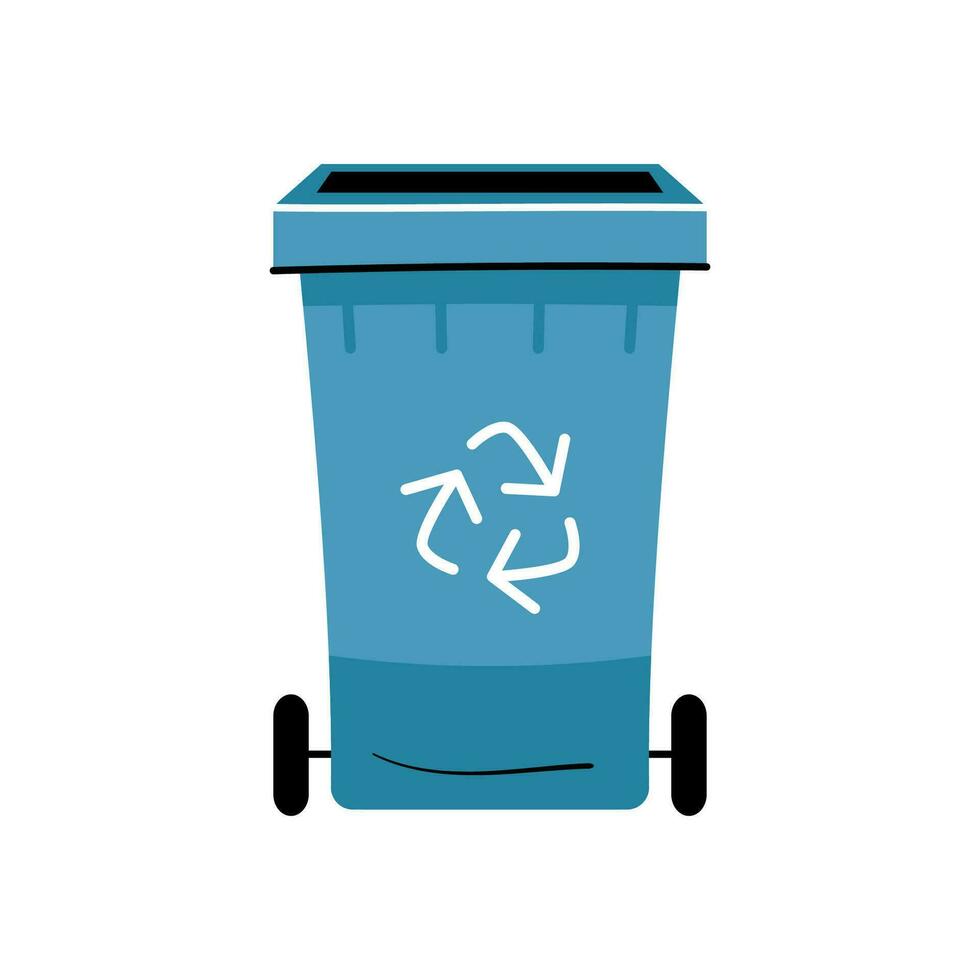 Container or recycle bins for paper, plastic, glass and general trash. vector