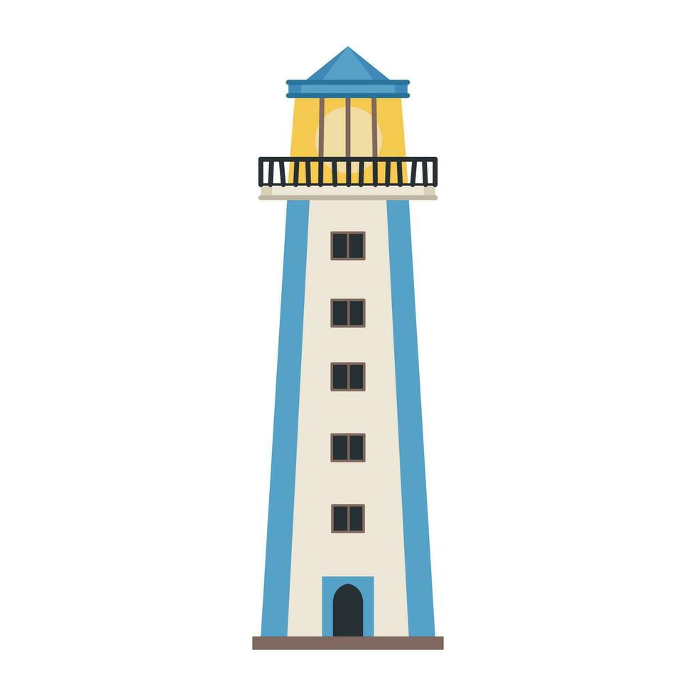 icono de faro detallado de mar aislado en blanco - vector. torre de baliza vector