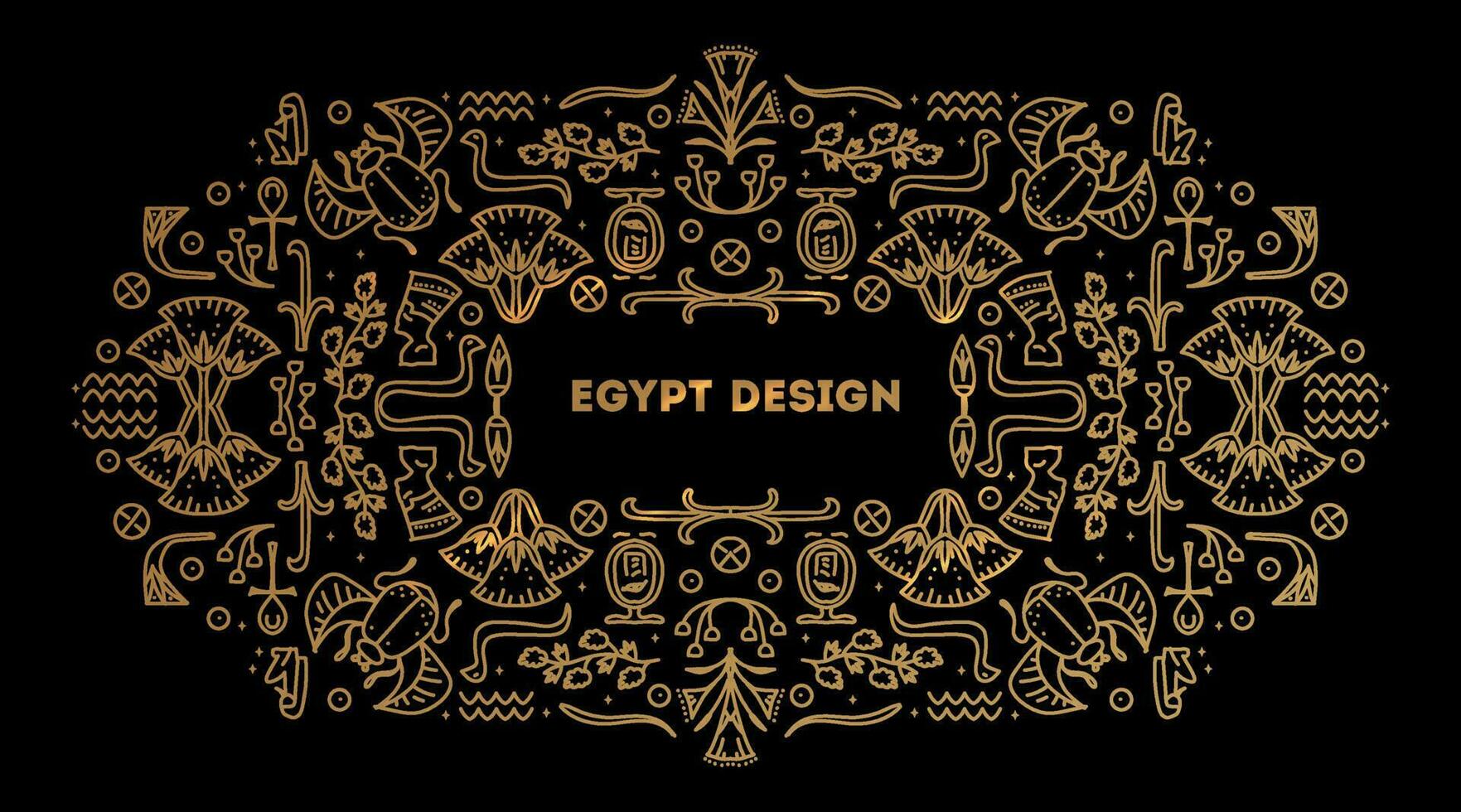 Vector linear Egypt frame, cover template, decorative geometric african border