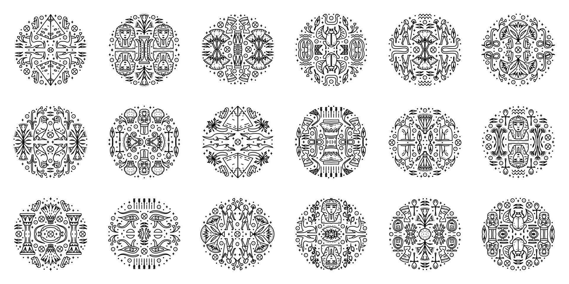 Vector set of tribal cover shapes, decorative geometric aztec circles