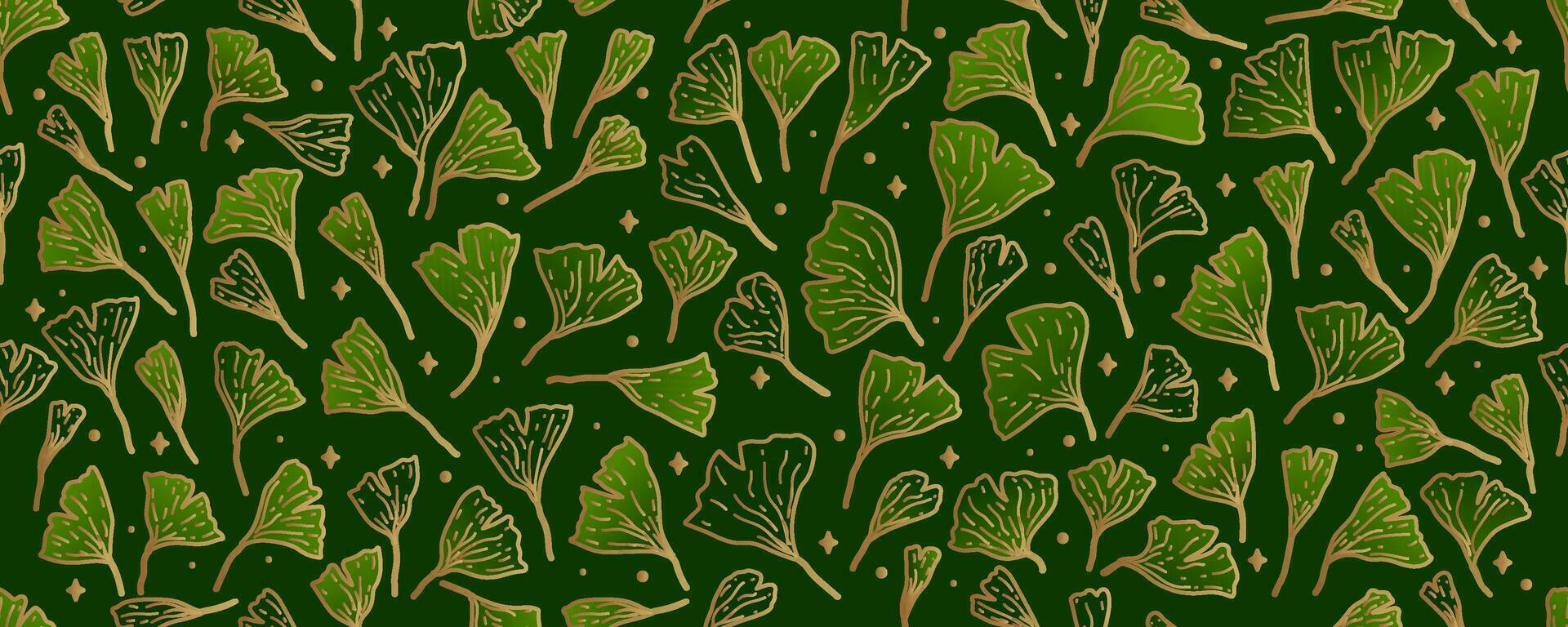 Ginkgo leaves seamless pattern. Floral background Luxury elegant pattern. vector