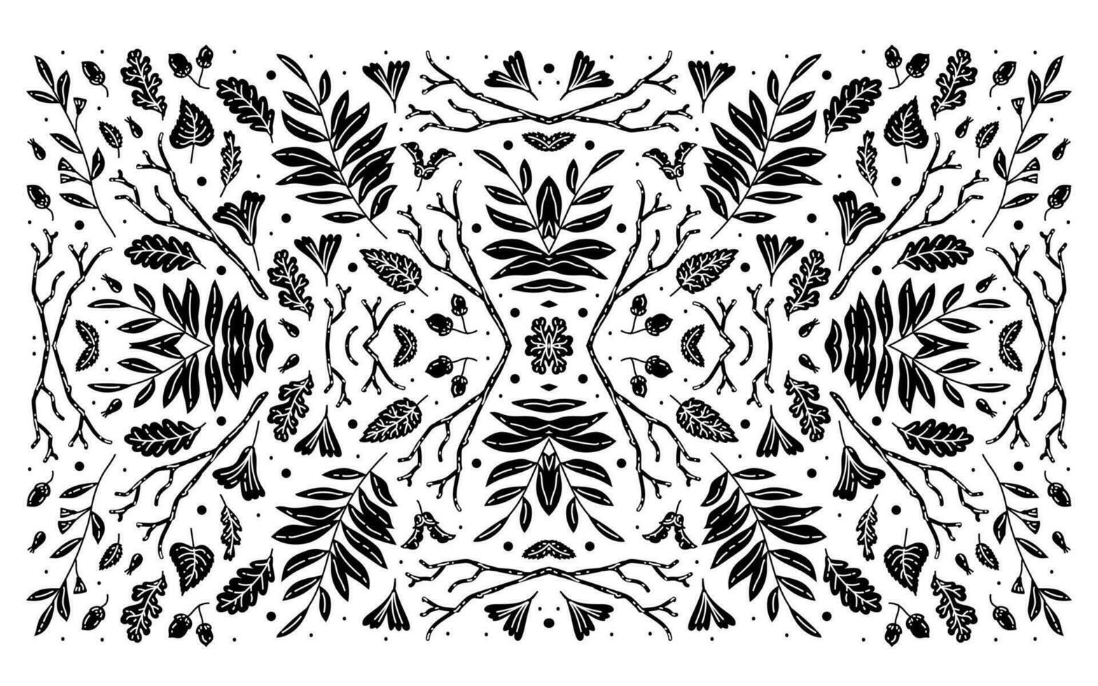 Monochrome background pattern with autumn leaves. Vintage banner vector