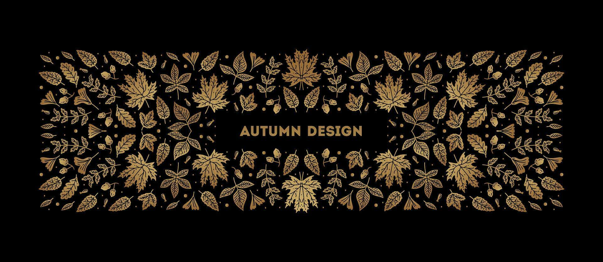 Vector leaves cover template. Luxury style banner with space for text.