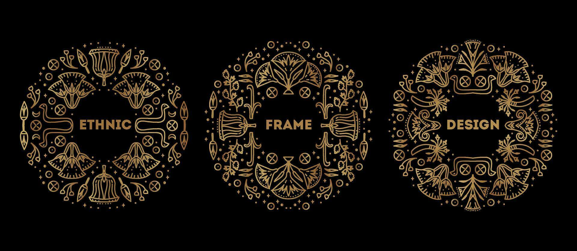 Set of vector african cover templates, decorative geometric Egypt borders