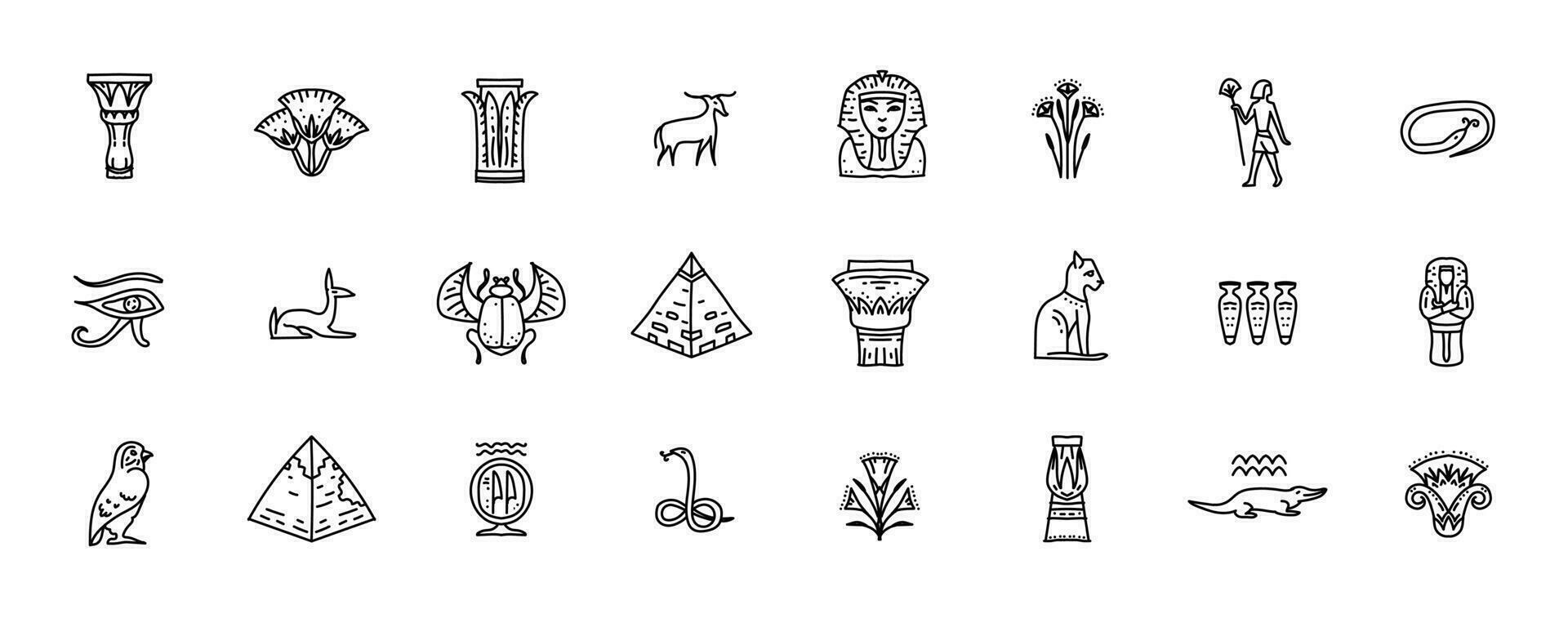 Egypt icons and design elements isolated vector