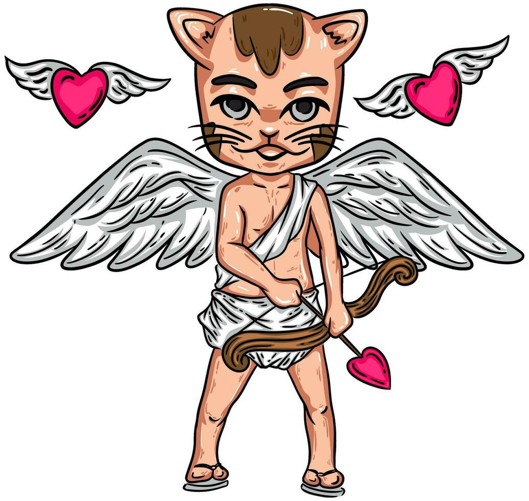ilustración vector Cupido gato