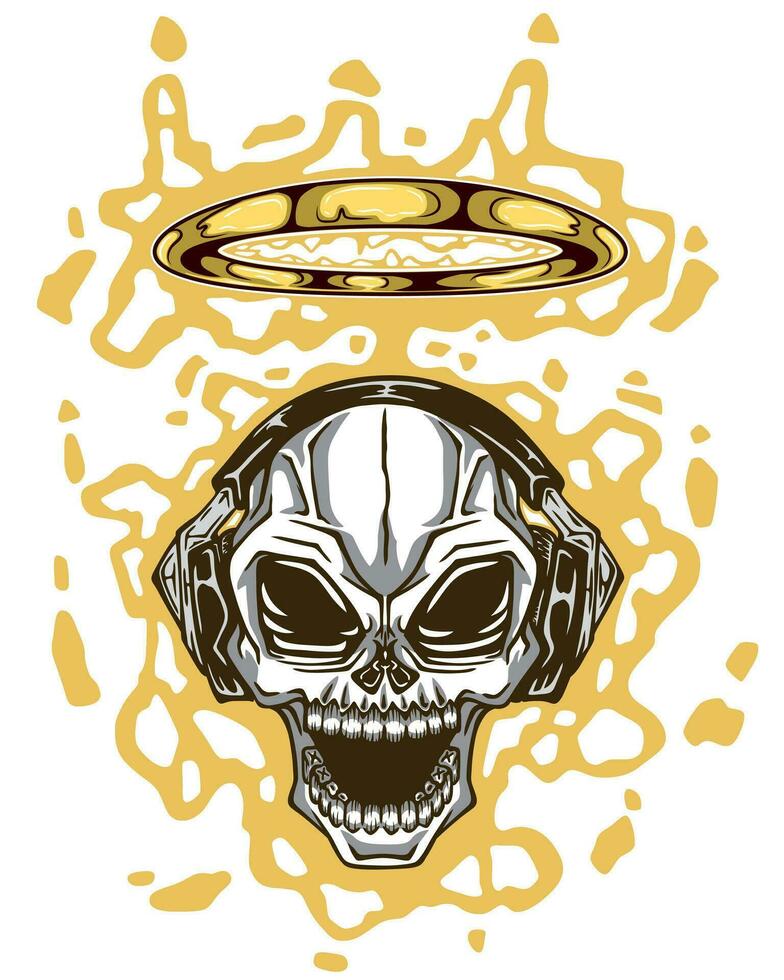 Skull wearing headphones vector